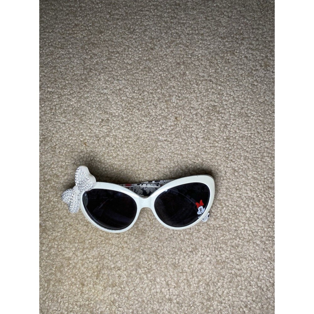 Disney Minnie Mouse Girls White Rhinestone Bow Cat Eye Sunglasses